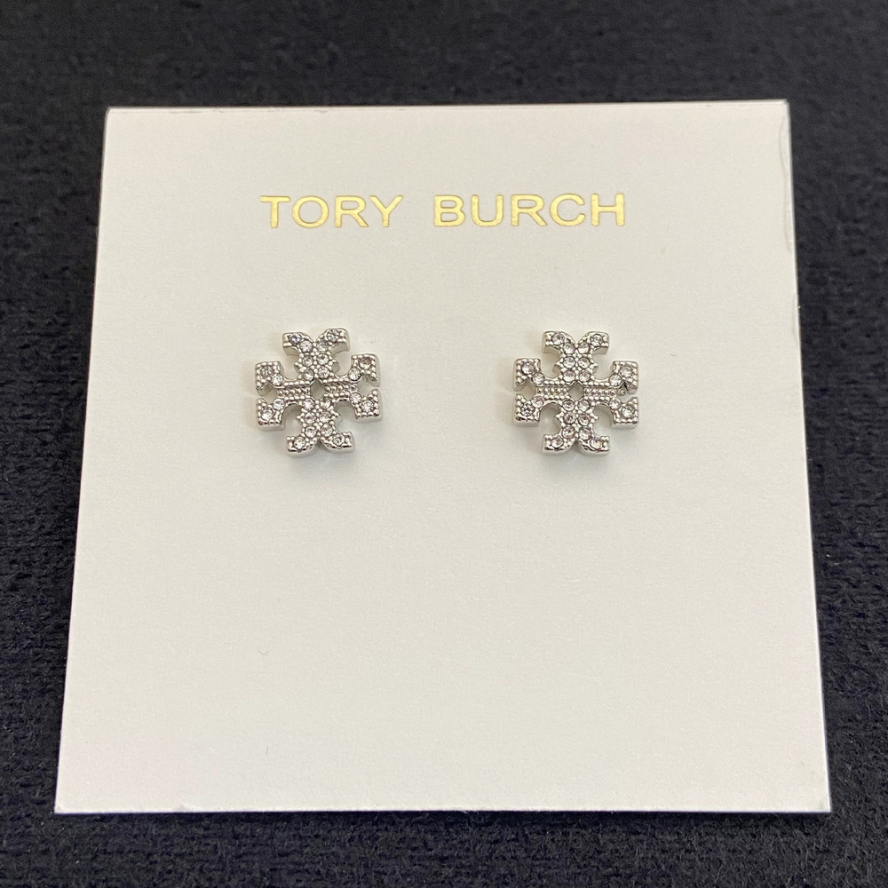 Tory Burch Rhinestone Initial Letter Stud Earrings Small